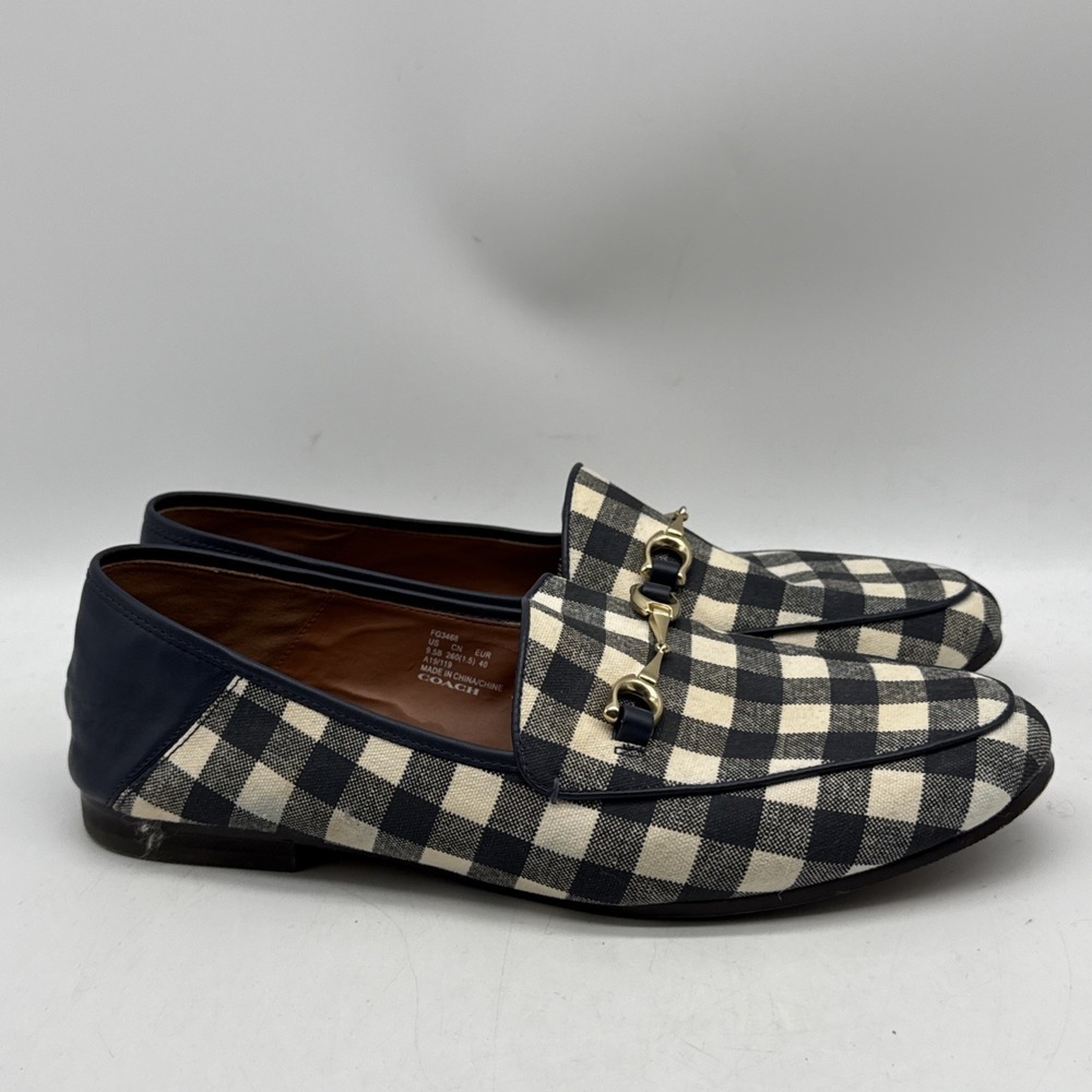 Coach Haley Gingham Loafers  Womens 9.4 Navy/Chalk Horsebit Loafer Shoes - Picture 7 of 15